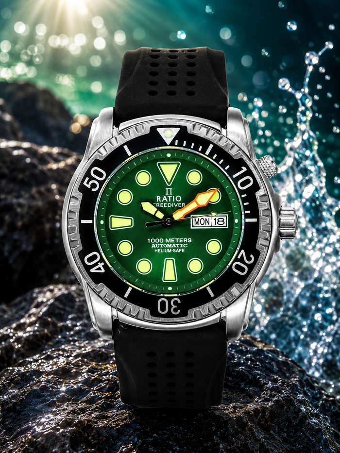 Ratio FreeDiver Helium-Safe 1000M Automatic 1068HA90-34VA-GRN-V02 Men's Watch