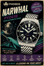 PHOIBOS Narwhal PY061B – Dark Blue Aventurine – 200M Automatic Diver "High Beat" Movement view 1
