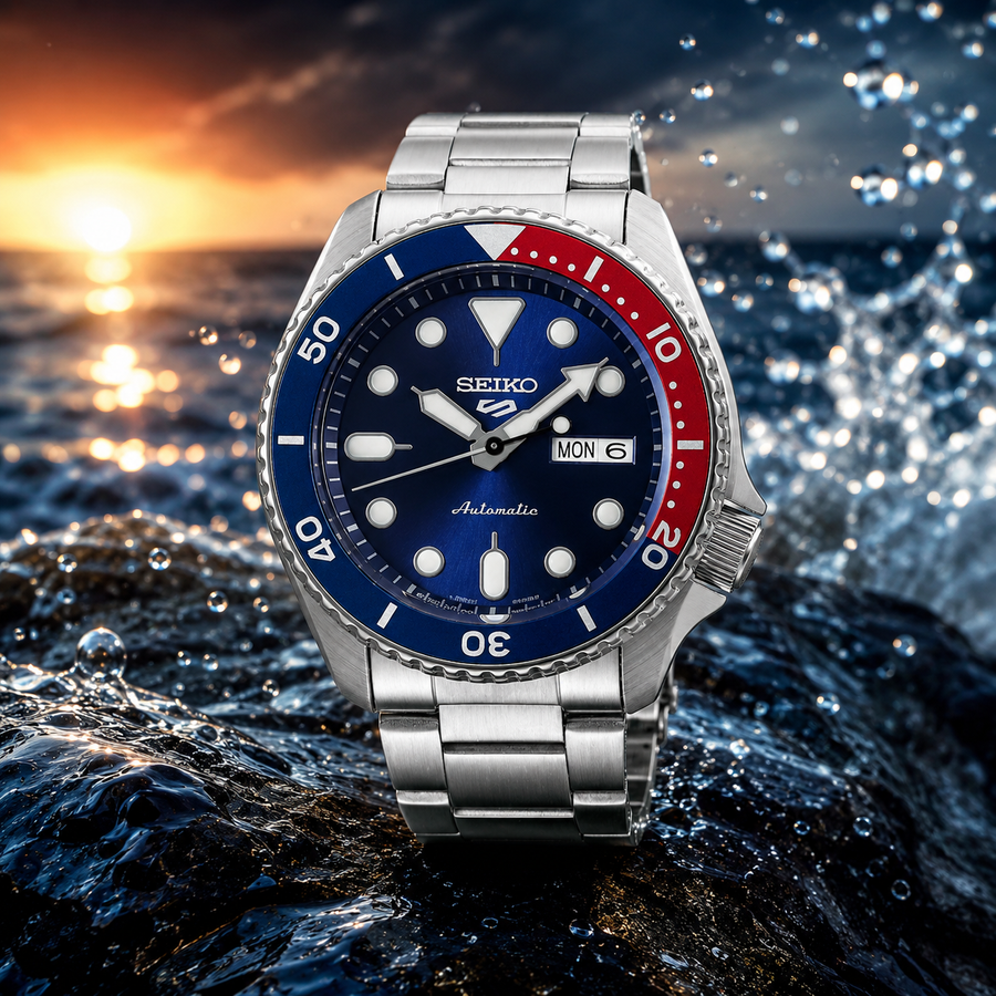 Seiko 5 Sports SRPD53 – Automatic – "Pepsi" Bezel – Blue Sunburst Dial – 42.5mm – New