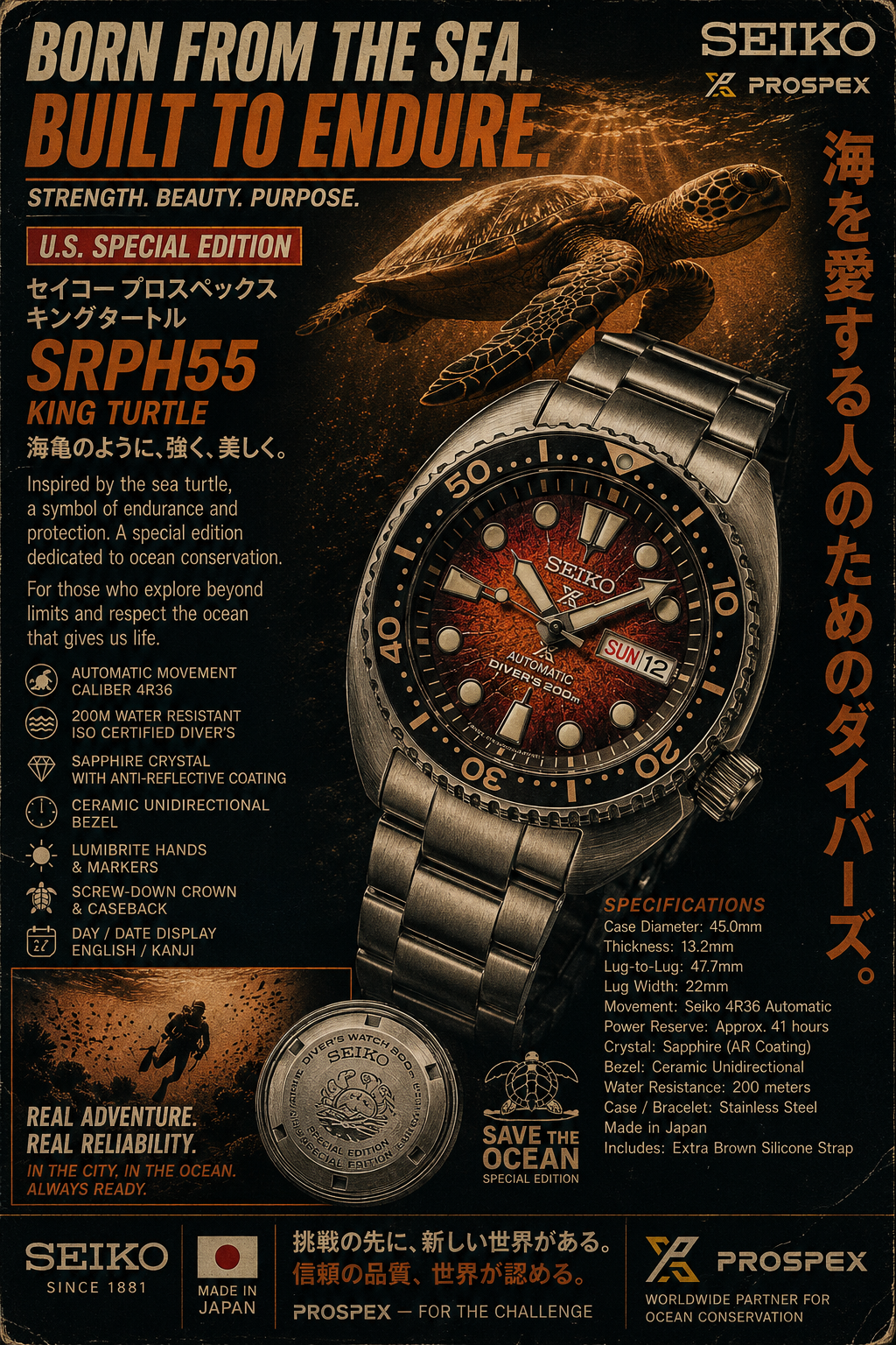 Seiko Prospex SRPH55 "Sea Turtle" U.S. Special Edition