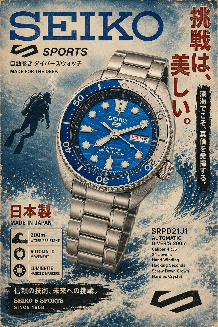 Seiko SRPJ21J1 SAVE THE OCEAN FABIEN COSTEAU