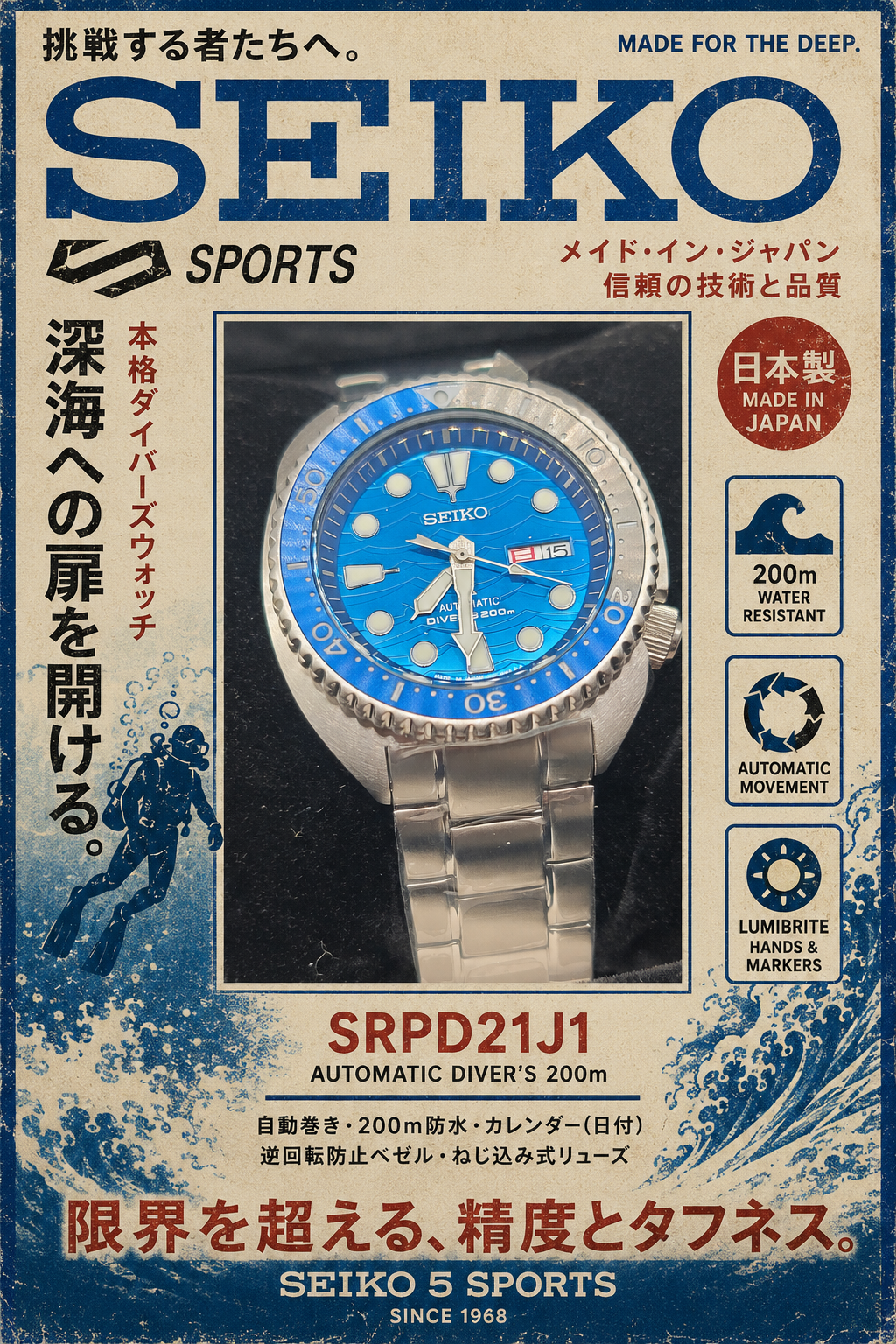 Seiko SRPJ21J1 SAVE THE OCEAN FABIEN COSTEAU — view 2