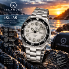 Islander ISL-35 White Dial Automatic Dive Watch – Sapphire Crystal – Luminous Ceramic Bezel – 200M view 1