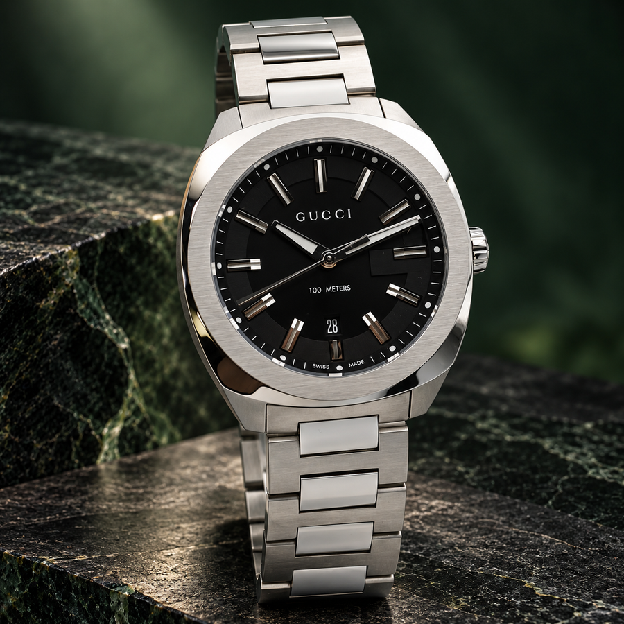 Gucci GG2570 YA142312 Black Dial Stainless Steel Watch – 41mm