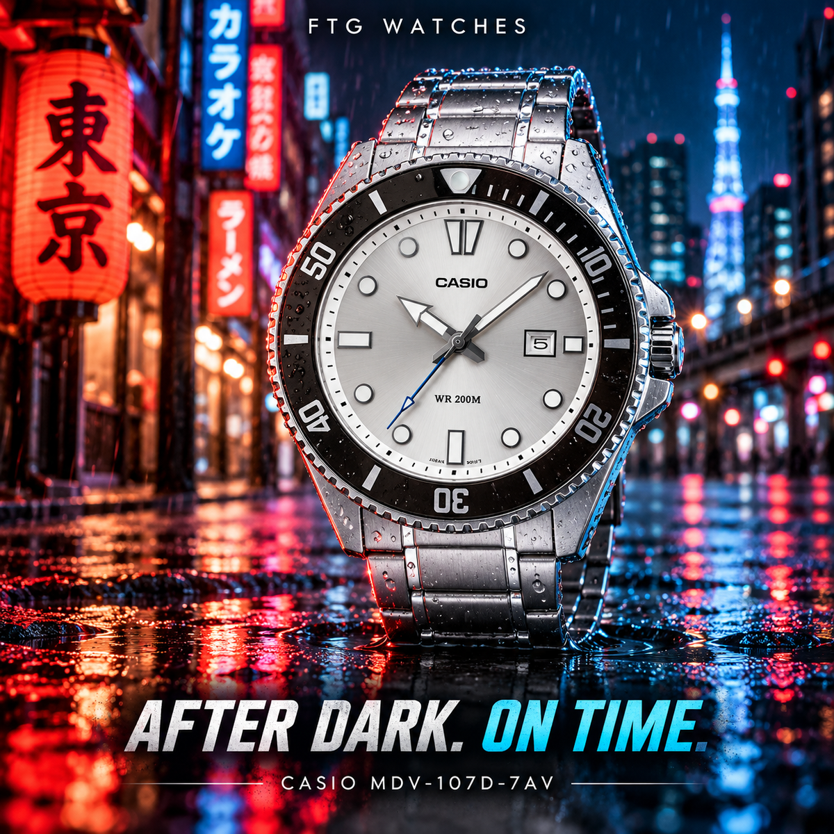 Casio MDV-107D-7AV Stainless Steel Dive-Style Watch – Silver Dial, 200M