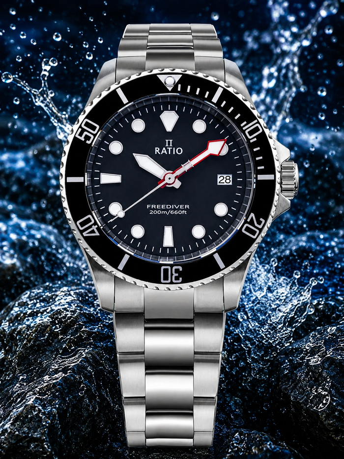 Ratio FreeDiver Sapphire RTF031 200M Black Dial Quartz Men's Watch