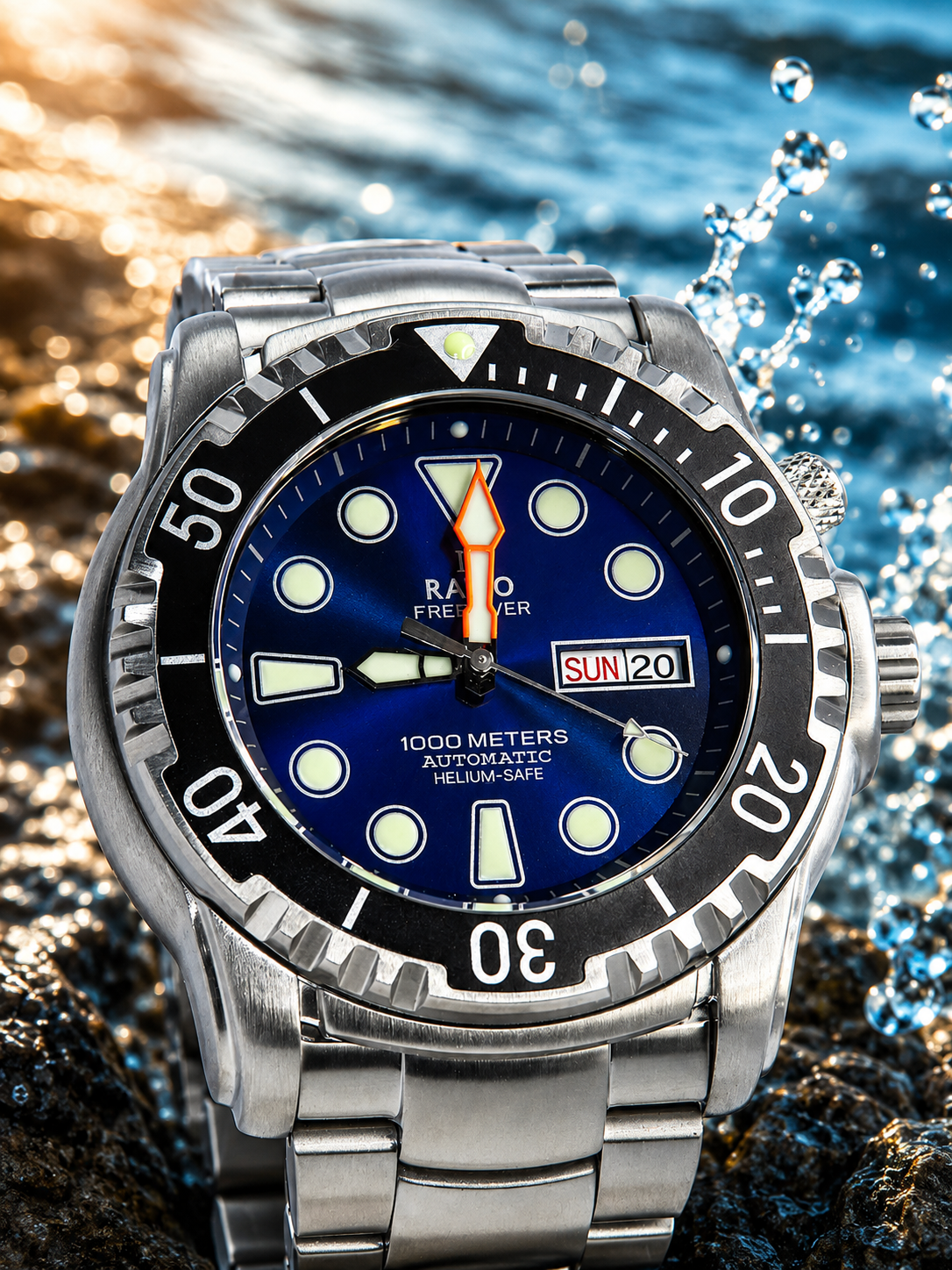 Ratio FreeDiver Helium-Safe 1000M Sapphire Automatic 1068HA96-34VA-BLU Men's Watch