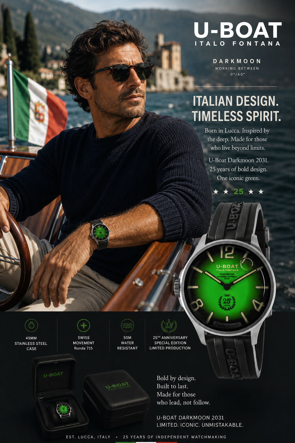 U-Boat 2031 Mens Watch Darkmoon Anniversary Capsoil 46mm 5AT — view 3