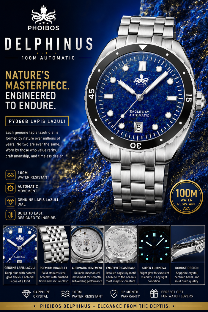 PHOIBOS Eagle Ray PY065BD – Genuine Lapis Lazuli Dial Automatic
