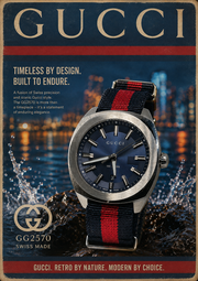 Gucci GG2570 Blue Dial – Swiss Made – Red &amp; Blue Web Strap