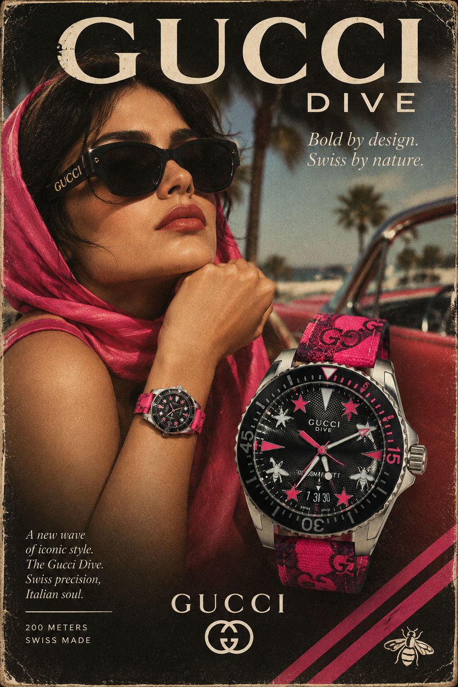 Gucci Dive – Pink/Black Dial – Swiss Made – 200M