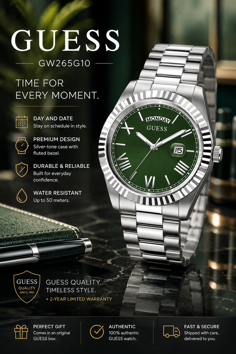 Guess GW0265G10 Mens watch CONNOISSEUR 42mm 5ATM
