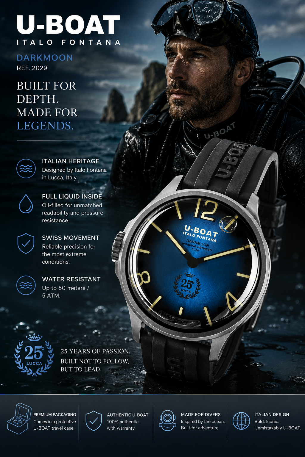 U-BOAT Darkmoon 2029 – Limited Edition 25° Lucca – Oil-Filled Dial – Made in Italy — view 2