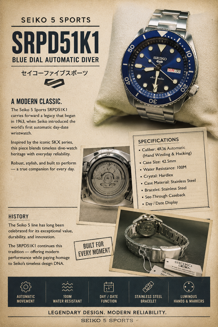 Seiko 5 Sports SRPD51K1 — one of the best-selling Seiko 5 Sports