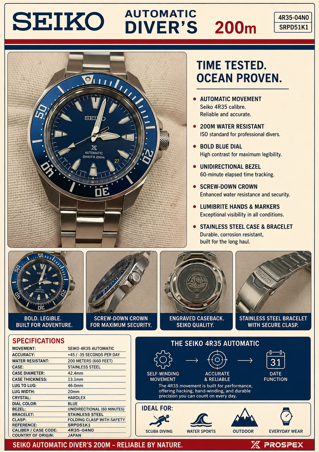 Seiko SRPL51 Prospex Sea Samurai Diver Blue Dial Stainless — view 5