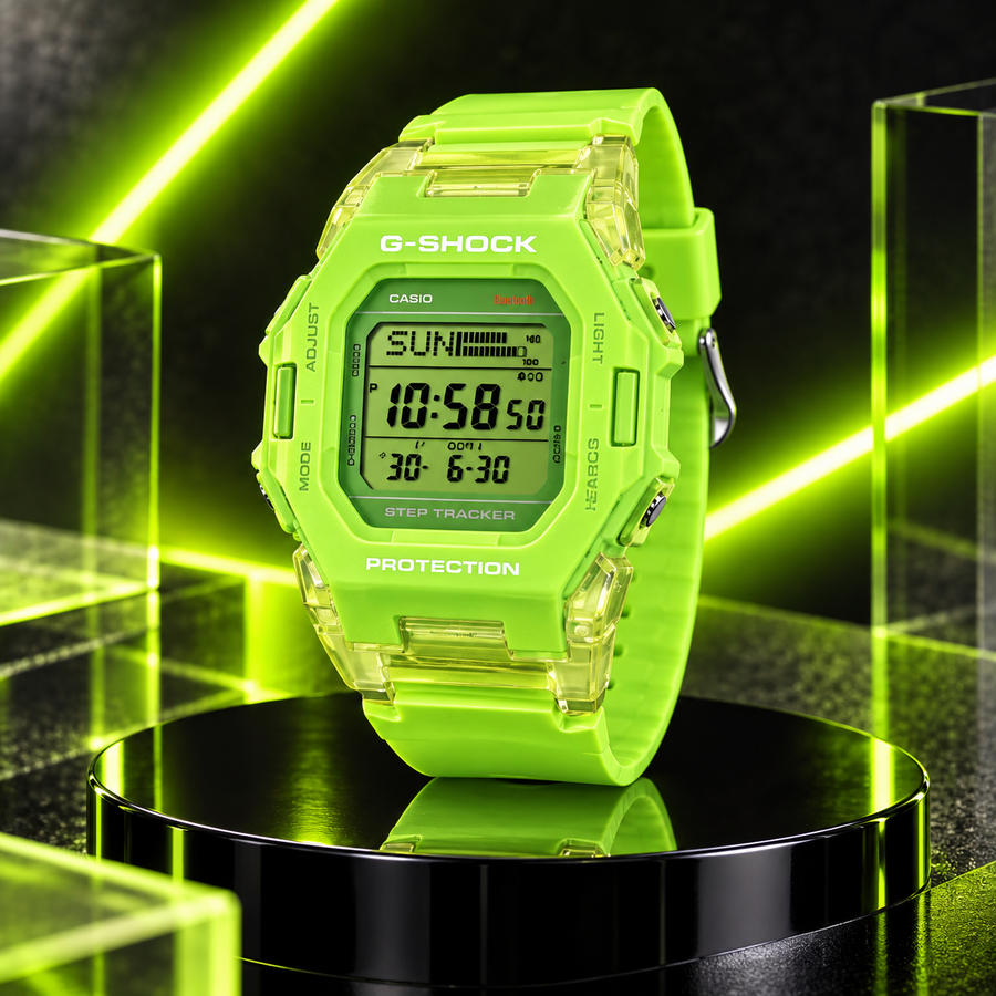 Casio G-SHOCK GD-B500S-3DR – Fluorescent Green Bluetooth Step Tracker – 200M