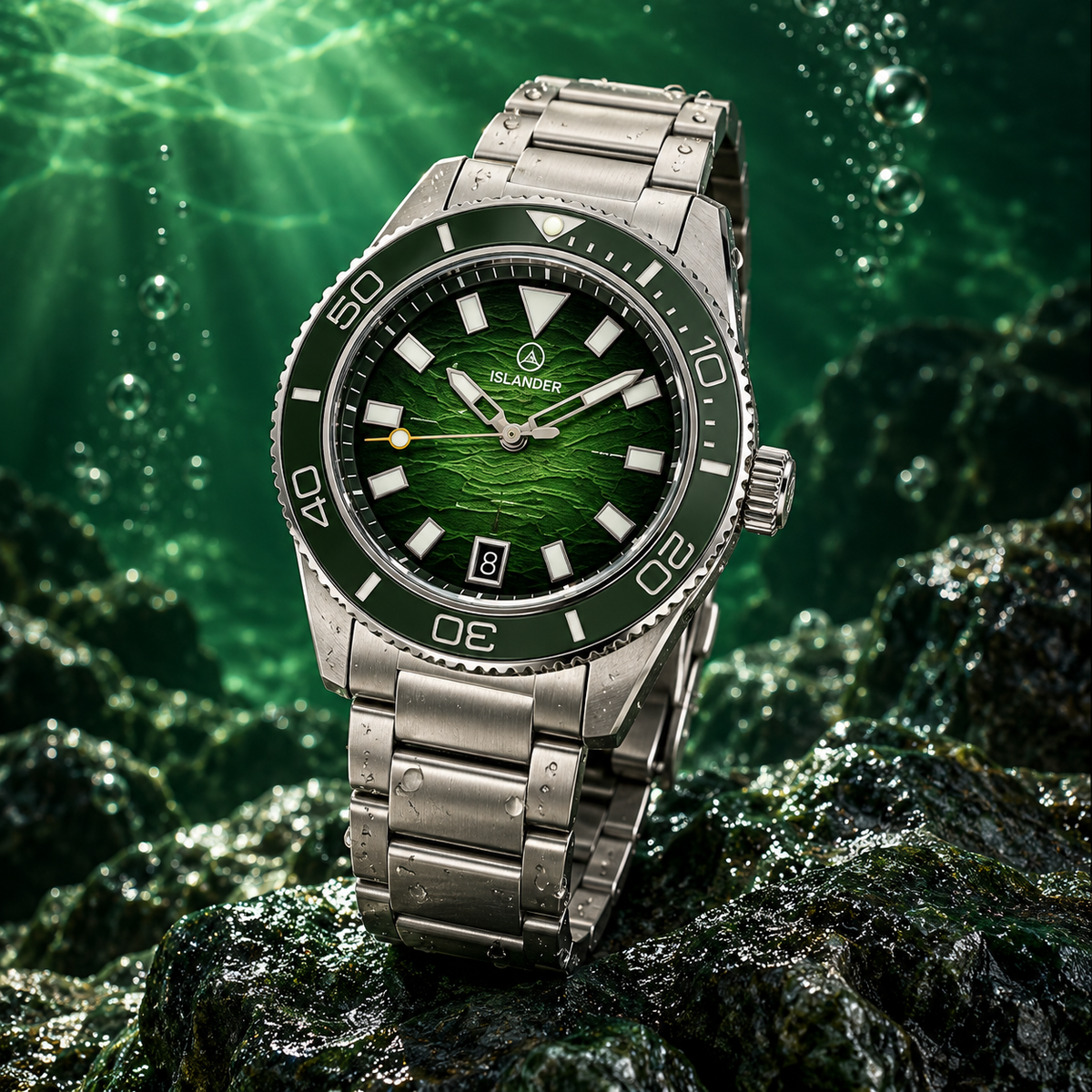 Islander Bayport ISL-312 – Green Wave Dial – Automatic Dive Watch