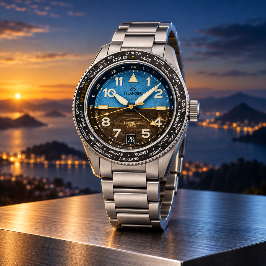 Islander Calabro GMT World Time Automatic Watch with Attitude Indicator Dial #ISL-318