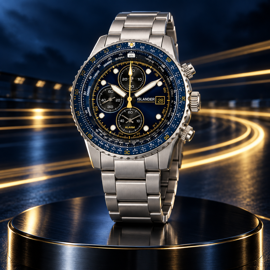 Islander Calverton Flight Chronograph Alarm Watch – Blue Dial – ISL-283