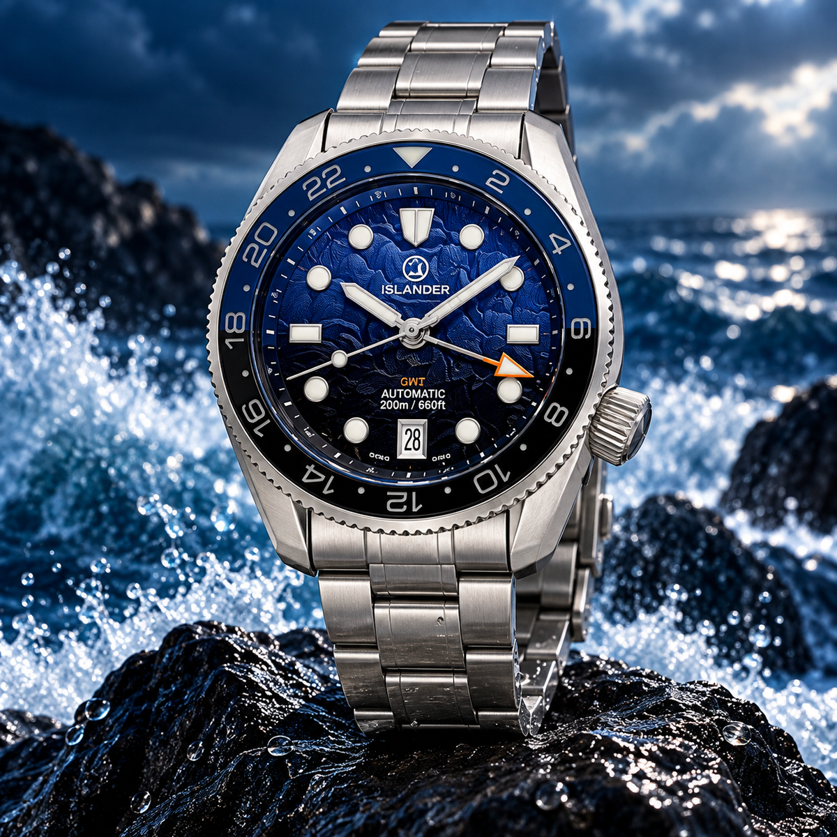 Islander JFK Automatic GMT Watch with Batman Dial