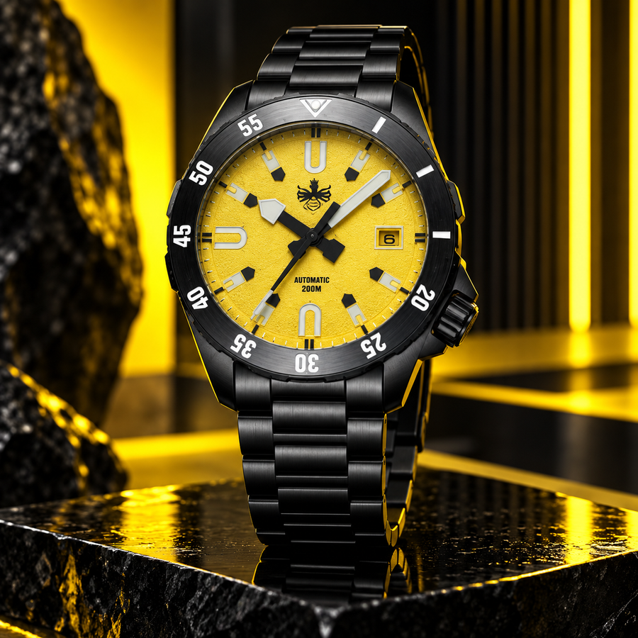 PHOIBOS APOLLO DLC 200M Automatic Diver Watch PY056FX – Yellow "High Beat" Movement