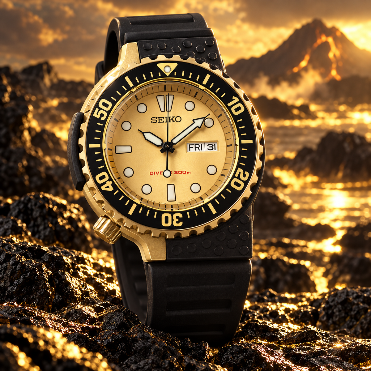 Seiko Giugiaro Air Divers 200m Numbered Limited Edition 1130/2000 – Gold Dial – 43.8mm – 7N36 Quart
