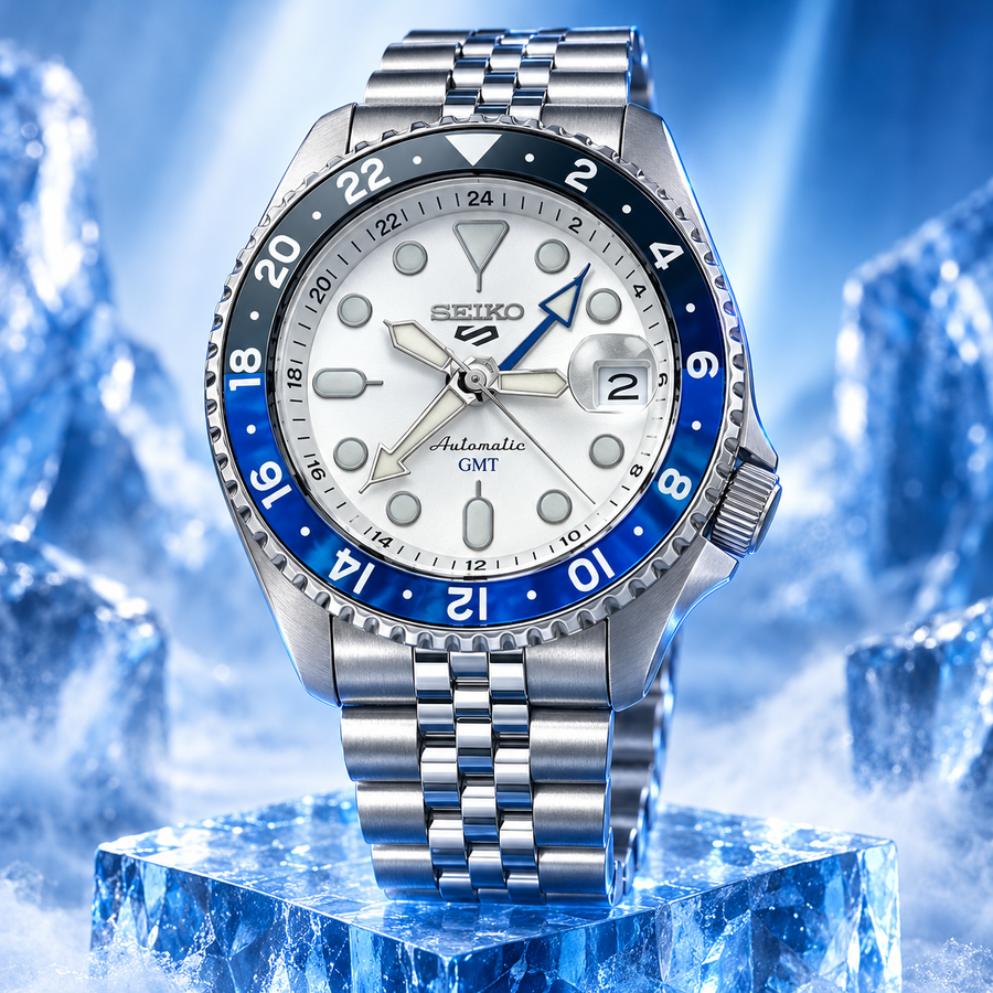 Seiko 5 Sports GMT SSK033 – Silver Dial / Blue &amp; Black GMT