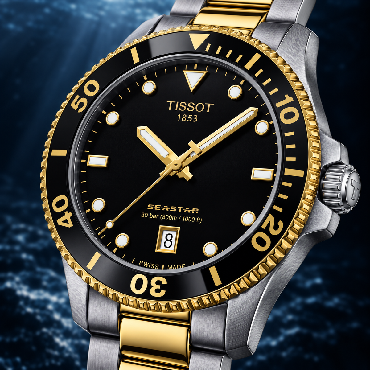 Tissot Seastar 1000 Black Dial Two-Tone 40mm – T120.410.22.051.00 — view 2