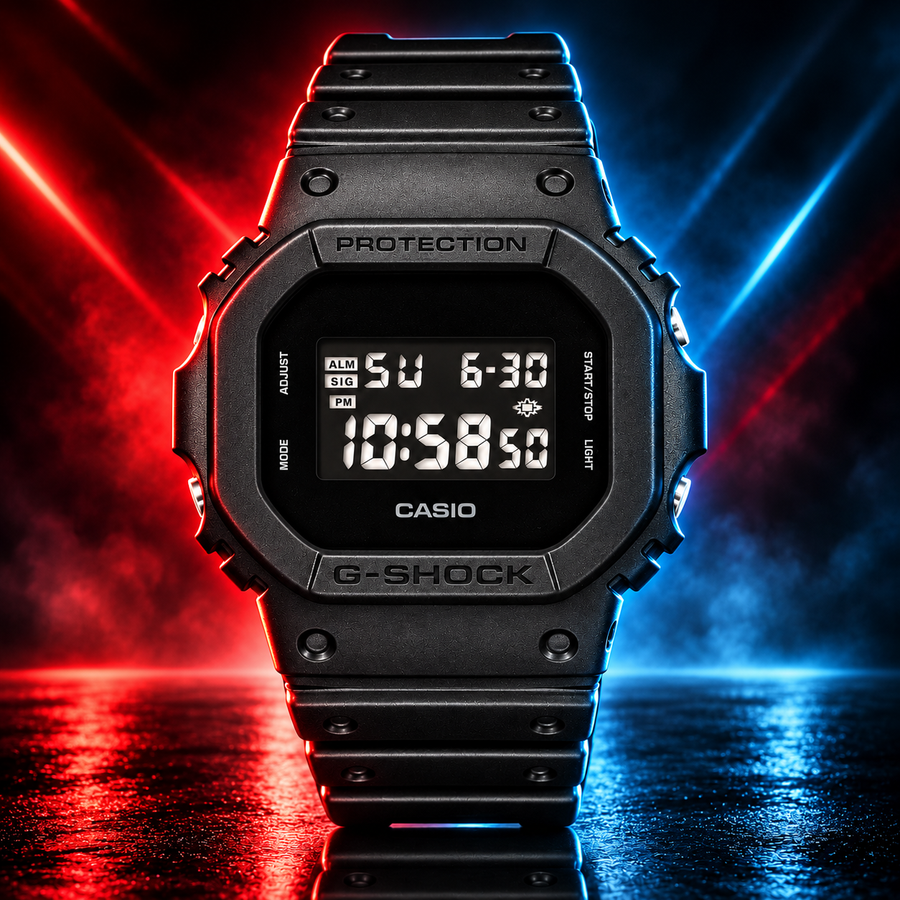 Casio G-SHOCK DW-5600UBB-1 – All-Black Digital Square – 200M