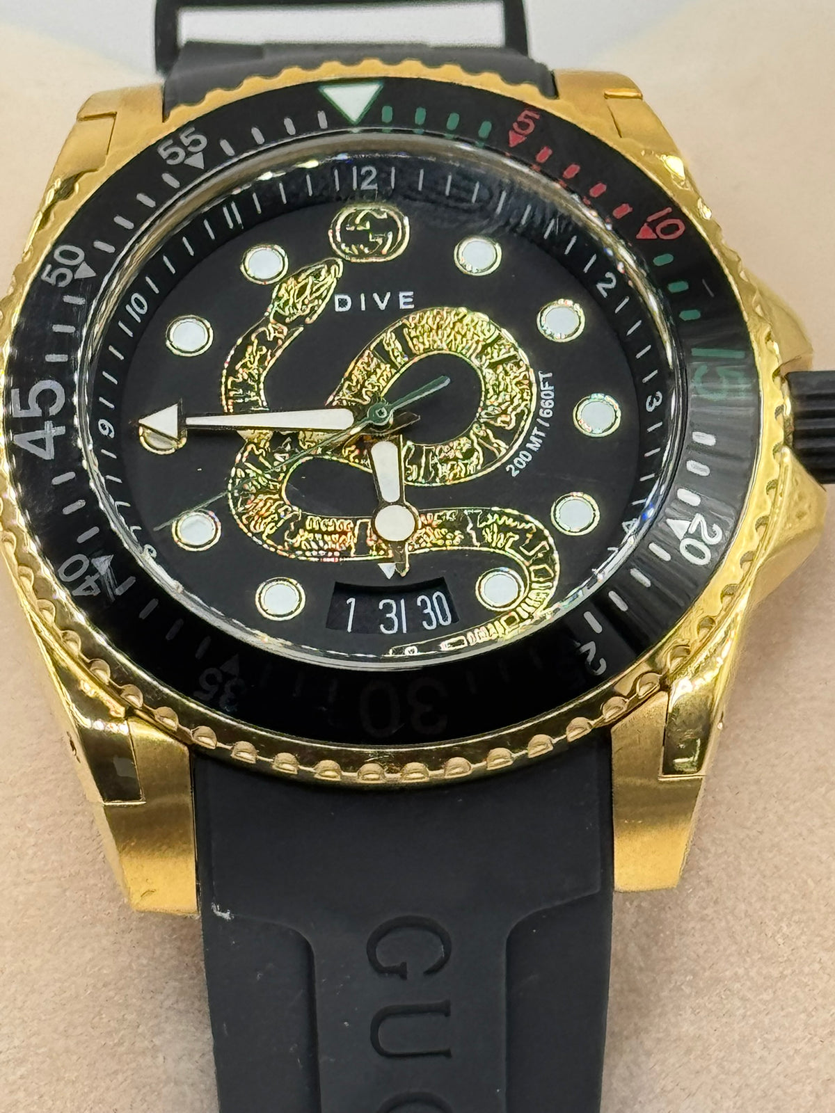 Gucci Dive Kingsnake YA136219 – 45mm – Gold PVD – Swiss Made — view 4