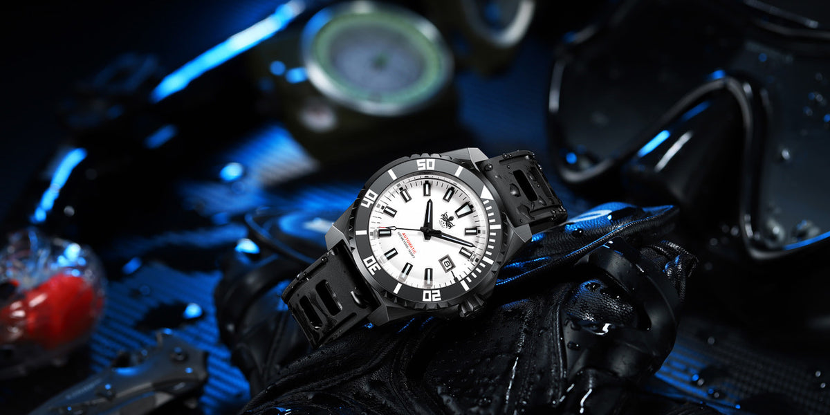 PHOIBOS LEVIATHAN PY032E DLC 500M Automatic Diver Watch – White — view 5