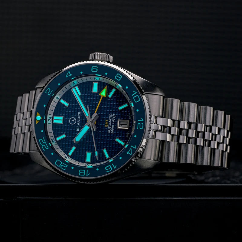 Islander Automatic GMT Dive Watch – Blue Waffle Dial | ISL-214 — view 3