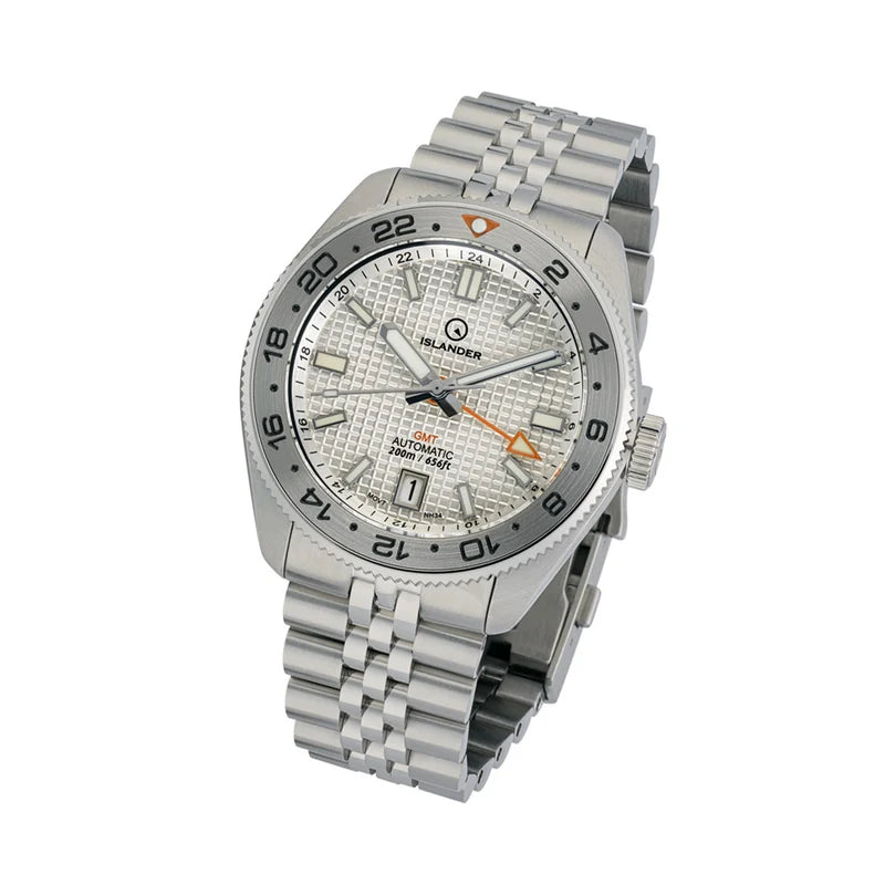 Islander Automatic GMT Dive Watch ISL-215 – White Waffle Dial – 200M — view 4