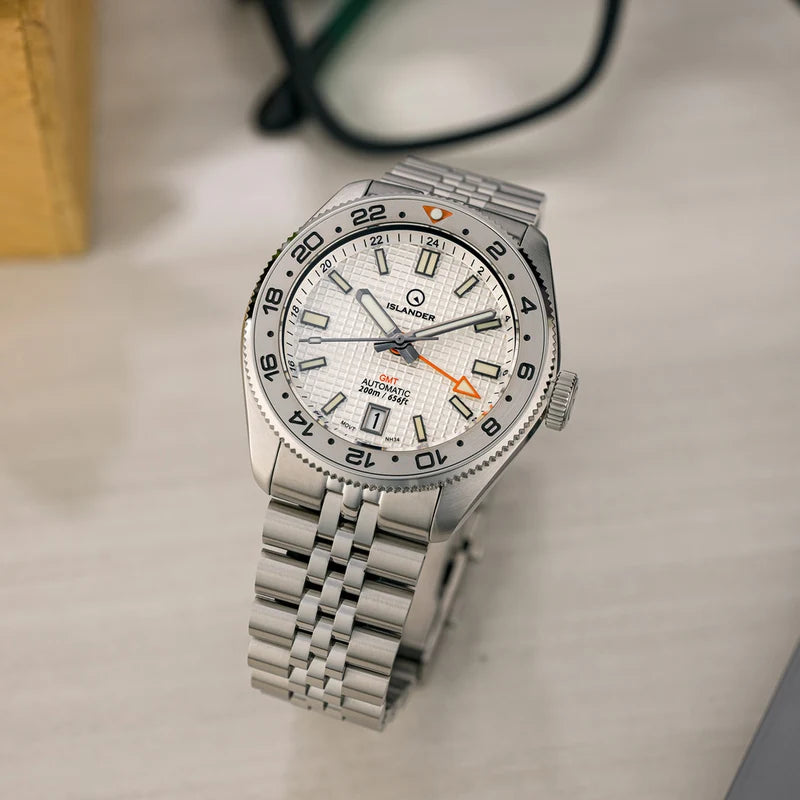 Islander Automatic GMT Dive Watch ISL-215 – White Waffle Dial – 200M — view 9