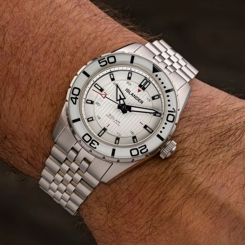 Islander Saltaire ISL-281 – 38mm Solar Dive Watch – Pure White Dial – 200M — view 2