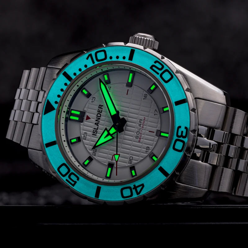 Islander Saltaire ISL-281 – 38mm Solar Dive Watch – Pure White Dial – 200M
