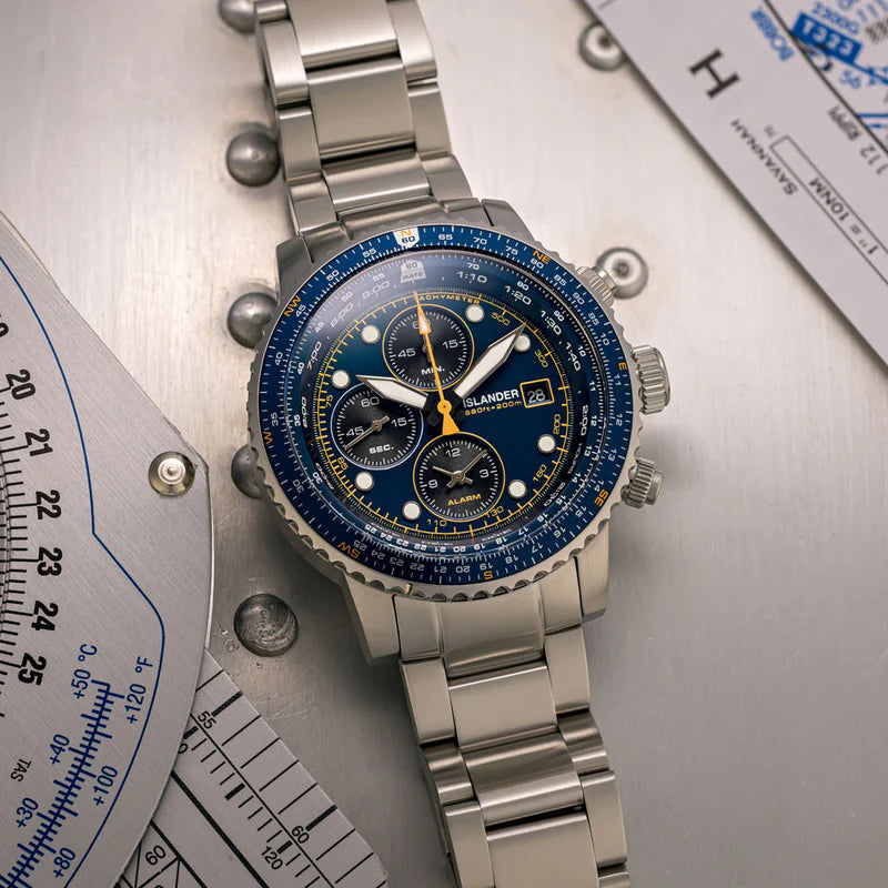 Islander Calverton Flight Chronograph Alarm Watch – Blue Dial – ISL-283 — view 3