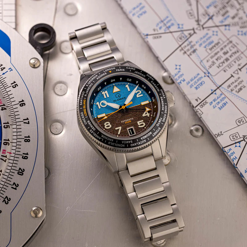 Islander Calabro GMT World Time Automatic Watch with Attitude Indicator Dial #ISL-318 — view 10