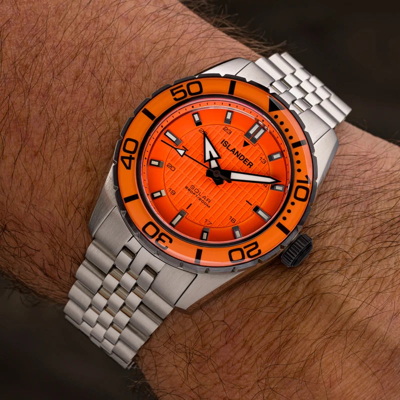 Islander Saltaire 38mm Solar Dive Watch – Orange Dial – ISL-358 – Brand New — view 5