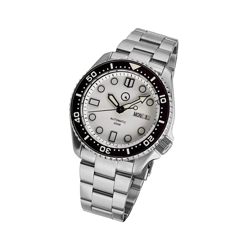 Islander ISL-35 White Dial Automatic Dive Watch – Sapphire Crystal – Luminous Ceramic Bezel – 200M — view 6
