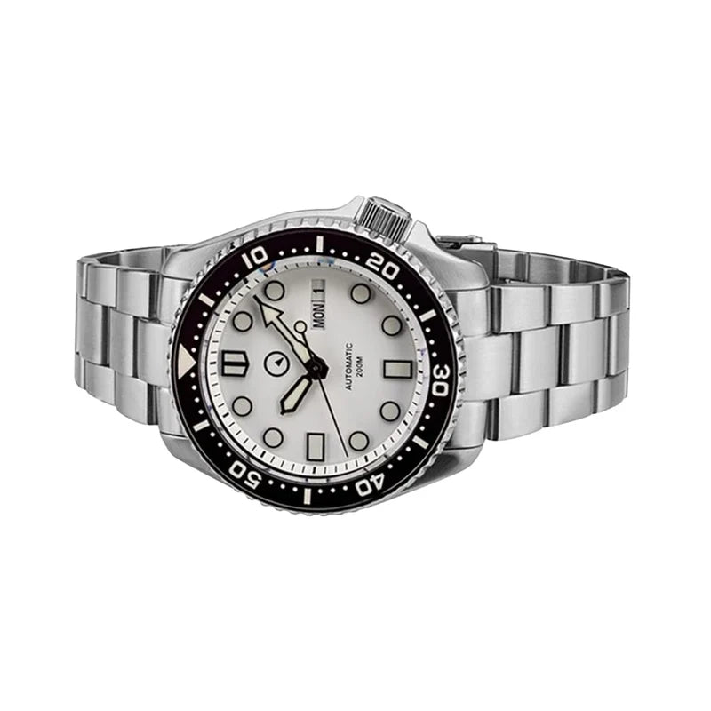 Islander ISL-35 White Dial Automatic Dive Watch – Sapphire Crystal – Luminous Ceramic Bezel – 200M — view 7