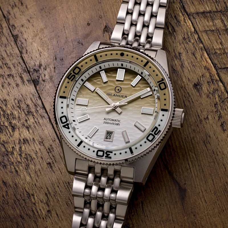 Islander Northport Automatic Dive Watch – Khaki to White Ripple Dial | ISL-361 — view 5
