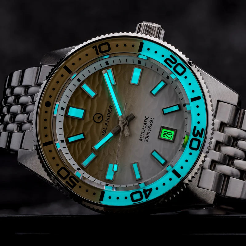 Islander Northport Automatic Dive Watch – Khaki to White Ripple Dial | ISL-361 — view 2
