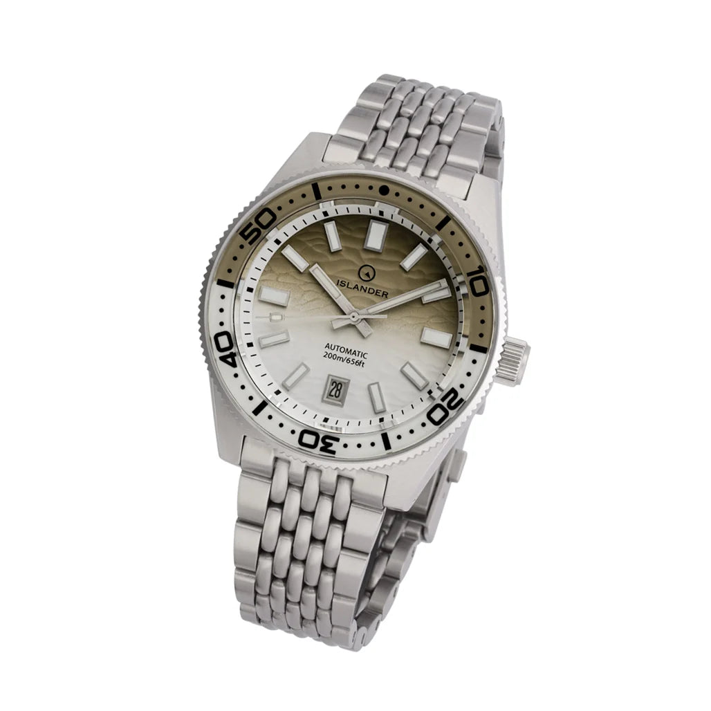 Islander Northport Automatic Dive Watch – Khaki to White Ripple Dial | ISL-361 — view 6