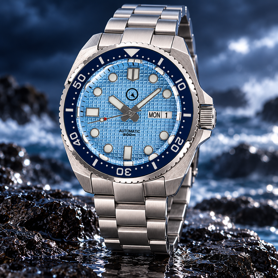 Islander Automatic Dive Watch – Ice Blue Waffle Dial | ISL-67