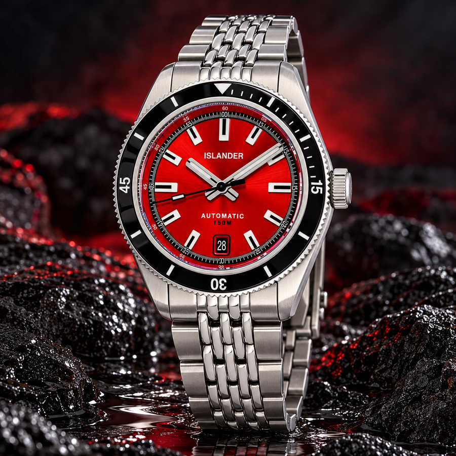 Islander Port Jefferson Automatic Skin Diver – Red Dial | ISL-375