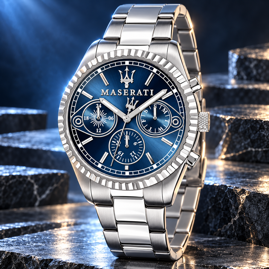 Maserati Competizione R8853100013 – Blue Dial Stainless Steel Quartz Men’s Watch, 43mm