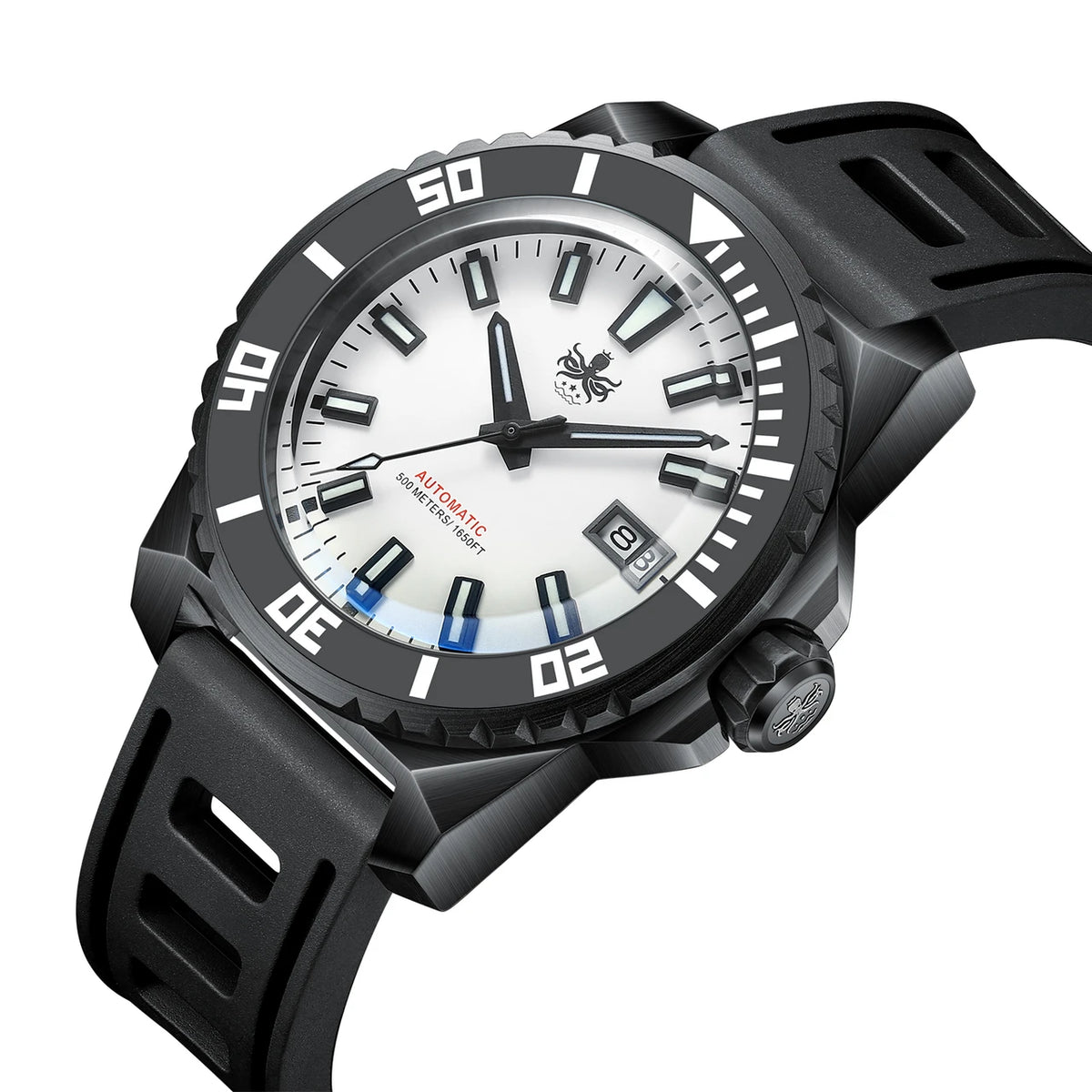 PHOIBOS LEVIATHAN PY032E DLC 500M Automatic Diver Watch – White — view 8