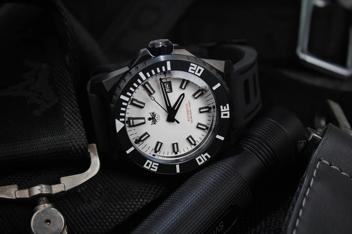 PHOIBOS LEVIATHAN PY032E DLC 500M Automatic Diver Watch – White — view 4