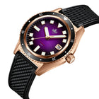 PHOIBOS Argo Bronze PY057H – Spiral Sunray Purple – 200M Automatic Diver "High Beat" Movement view 3